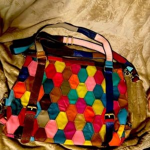 Ameri leather peacock shopper purse